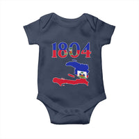 1804 Haiti Map and Flag Baby Onesie Haitian Heritage Pride Graphic
