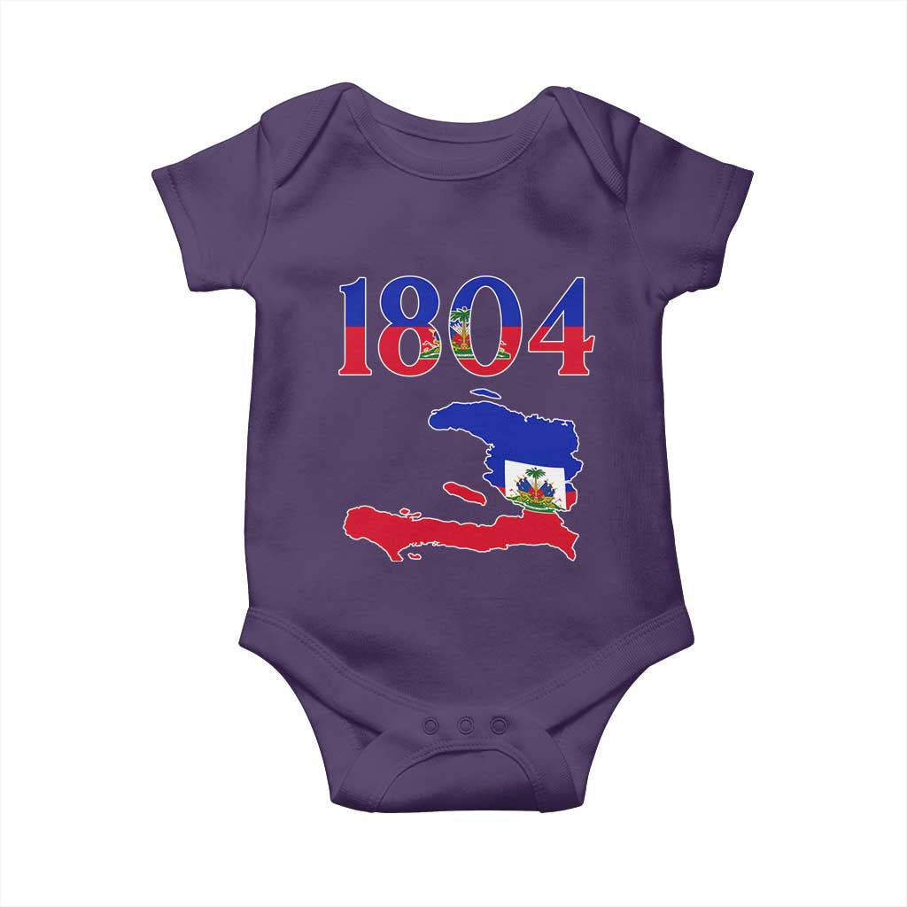 1804 Haiti Map and Flag Baby Onesie Haitian Heritage Pride Graphic