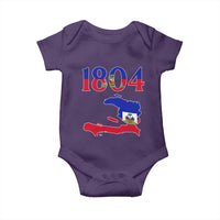 1804 Haiti Map and Flag Baby Onesie Haitian Heritage Pride Graphic