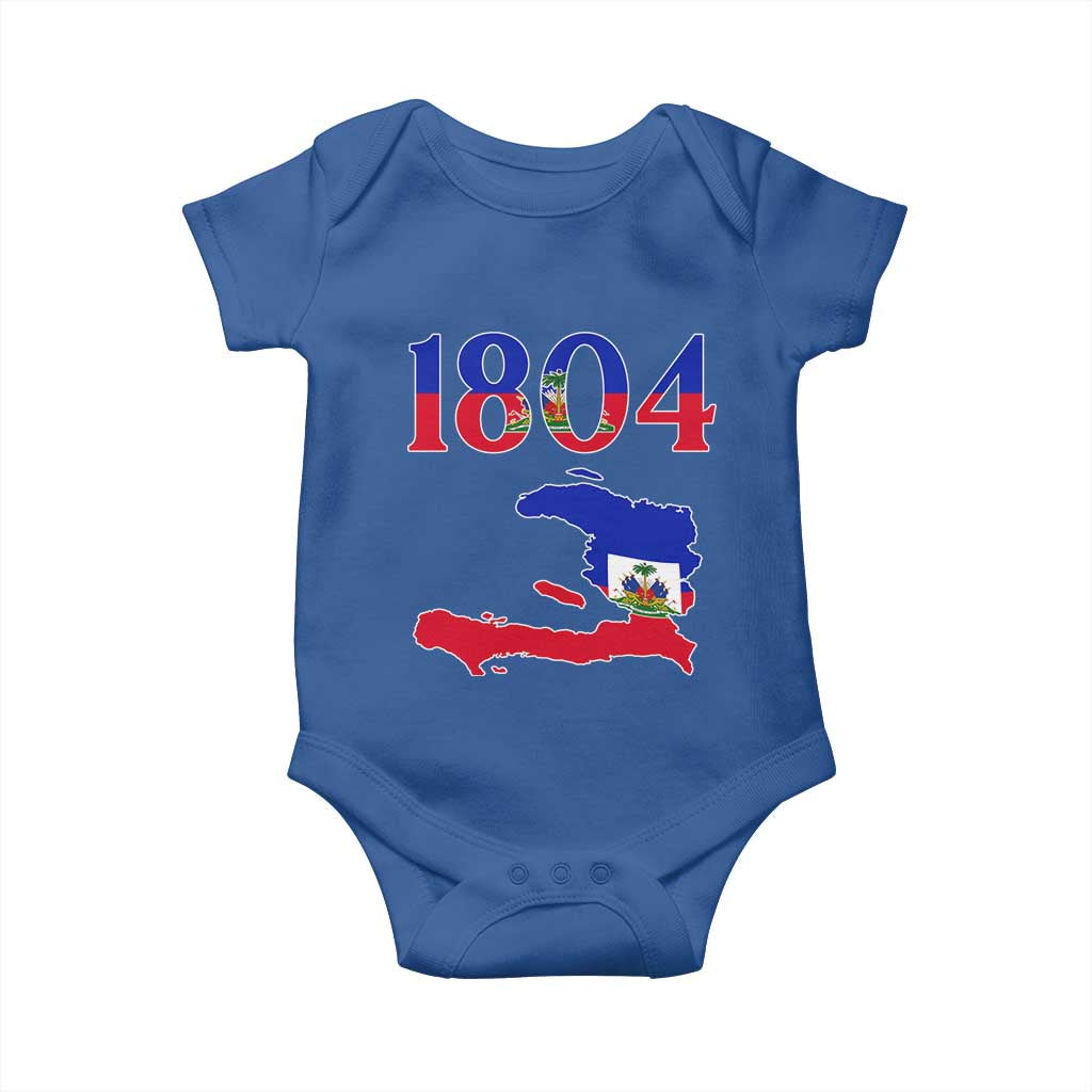 1804 Haiti Map and Flag Baby Onesie Haitian Heritage Pride Graphic