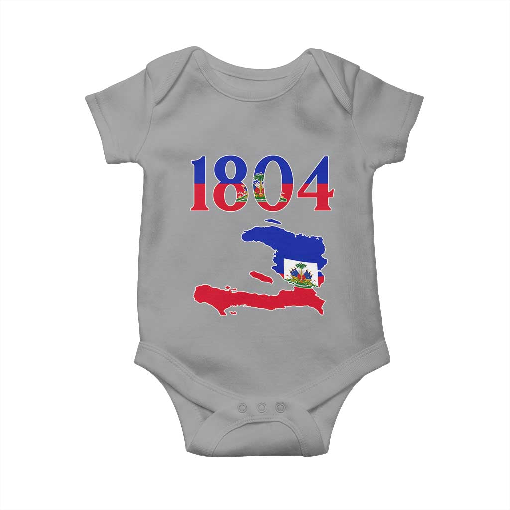 1804 Haiti Map and Flag Baby Onesie Haitian Heritage Pride Graphic