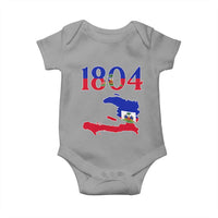 1804 Haiti Map and Flag Baby Onesie Haitian Heritage Pride Graphic