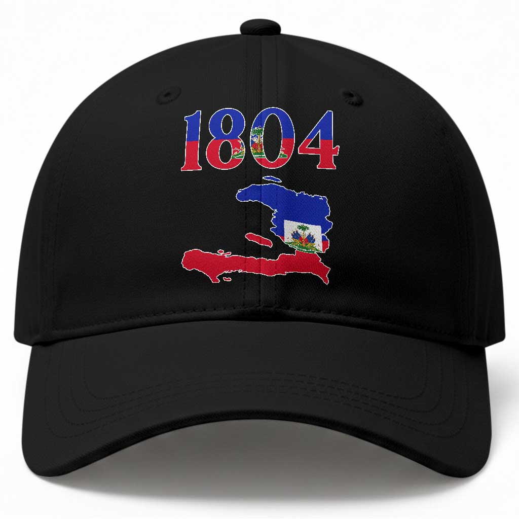1804 Haiti Map and Flag Baseball Cap Haitian Heritage Pride Graphic