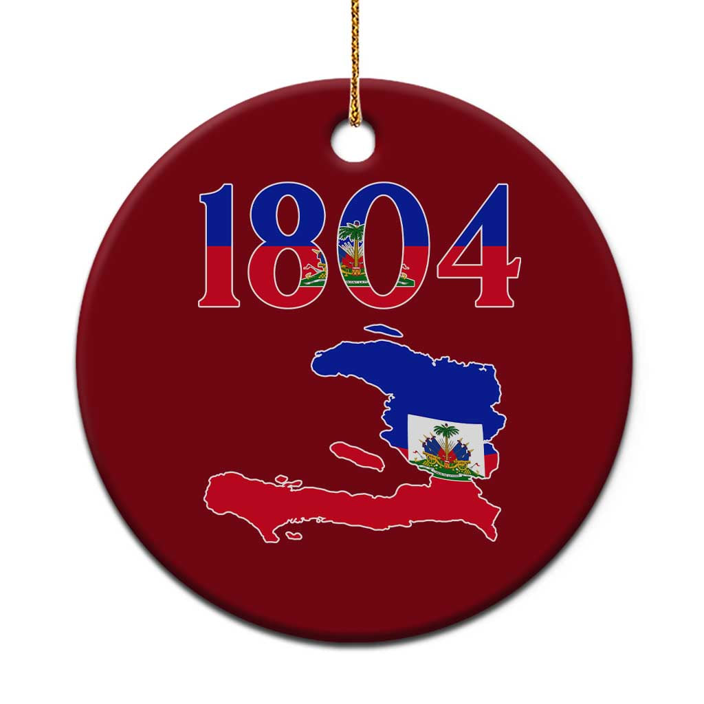 1804 Haiti Map and Flag Ceramic Ornament Haitian Heritage Pride Graphic