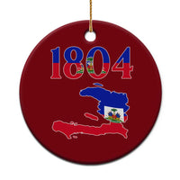 1804 Haiti Map and Flag Ceramic Ornament Haitian Heritage Pride Graphic