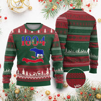 1804 Haiti Map and Flag Ugly Christmas Sweater Haitian Heritage Pride Graphic