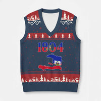 1804 Haiti Map and Flag V-Neck Knit Sweater Vest Haitian Heritage Pride Graphic