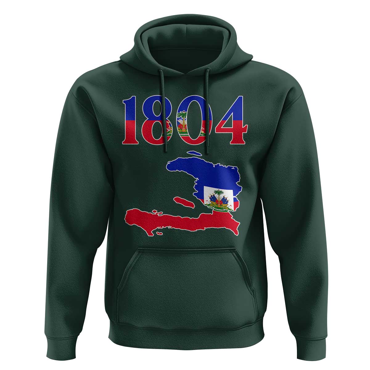 1804 Haiti Map and Flag Hoodie Haitian Heritage Pride Graphic