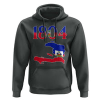 1804 Haiti Map and Flag Hoodie Haitian Heritage Pride Graphic