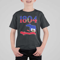 1804 Haiti Map and Flag T Shirt For Kid Haitian Heritage Pride Graphic