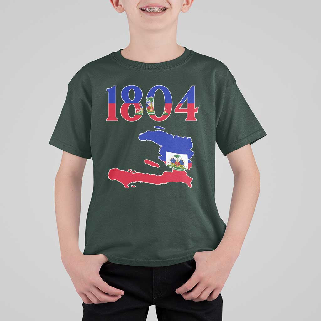 1804 Haiti Map and Flag T Shirt For Kid Haitian Heritage Pride Graphic