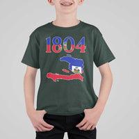 1804 Haiti Map and Flag T Shirt For Kid Haitian Heritage Pride Graphic