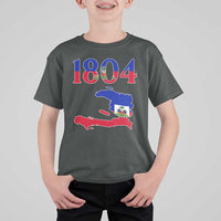 1804 Haiti Map and Flag T Shirt For Kid Haitian Heritage Pride Graphic