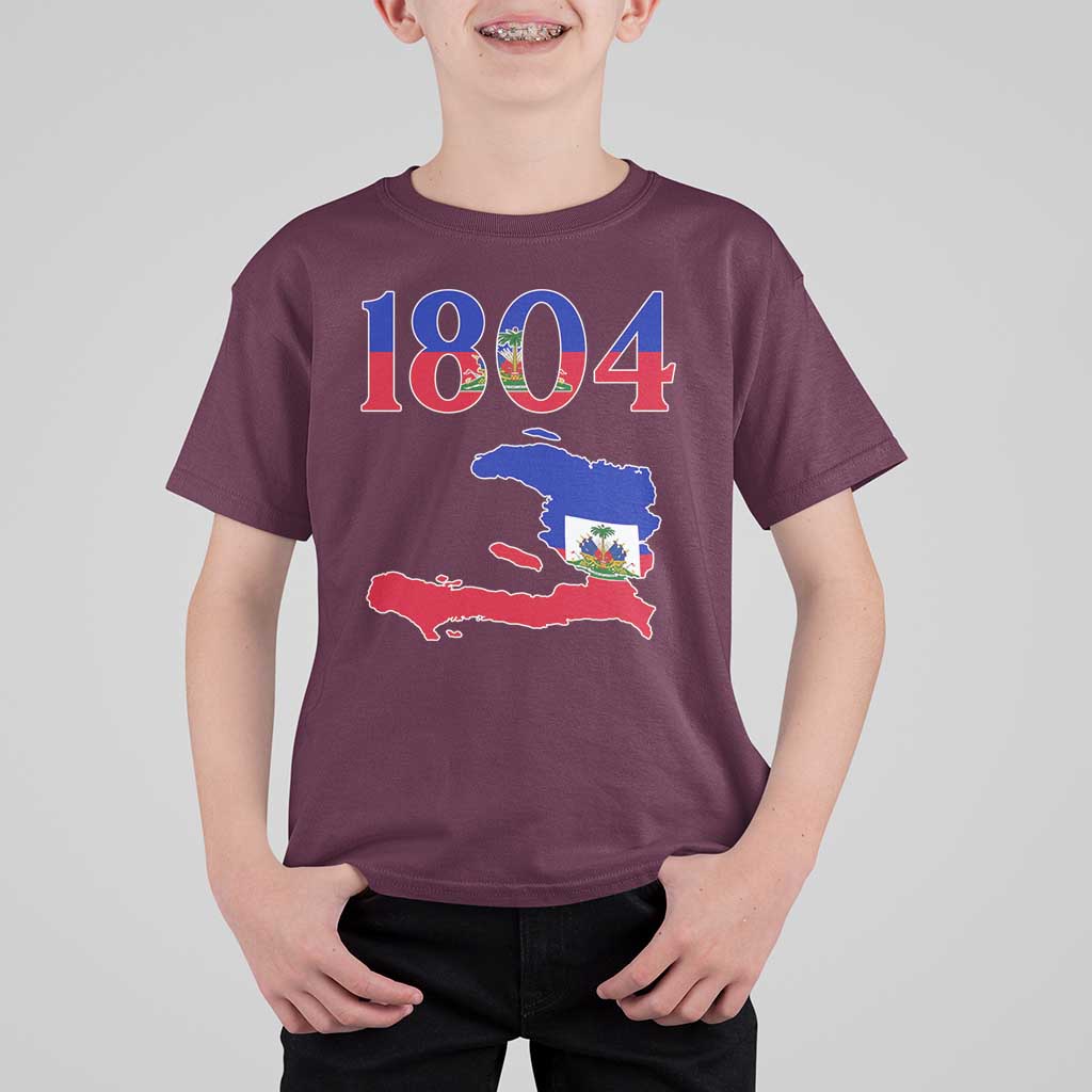 1804 Haiti Map and Flag T Shirt For Kid Haitian Heritage Pride Graphic
