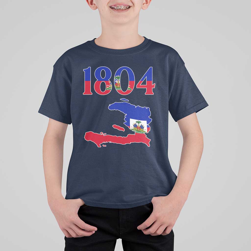 1804 Haiti Map and Flag T Shirt For Kid Haitian Heritage Pride Graphic