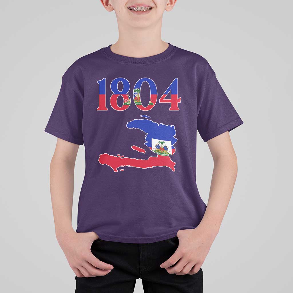 1804 Haiti Map and Flag T Shirt For Kid Haitian Heritage Pride Graphic