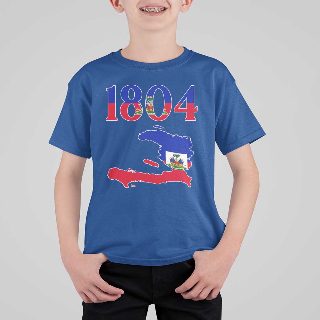 1804 Haiti Map and Flag T Shirt For Kid Haitian Heritage Pride Graphic
