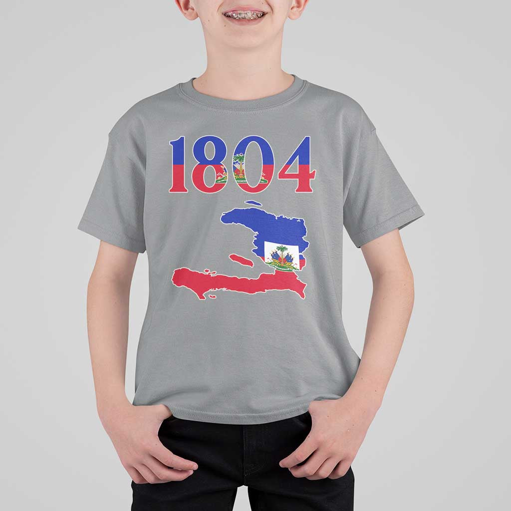 1804 Haiti Map and Flag T Shirt For Kid Haitian Heritage Pride Graphic