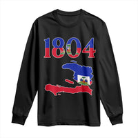 1804 Haiti Map and Flag Long Sleeve Shirt Haitian Heritage Pride Graphic