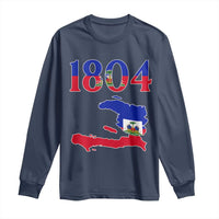 1804 Haiti Map and Flag Long Sleeve Shirt Haitian Heritage Pride Graphic