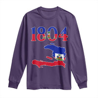1804 Haiti Map and Flag Long Sleeve Shirt Haitian Heritage Pride Graphic