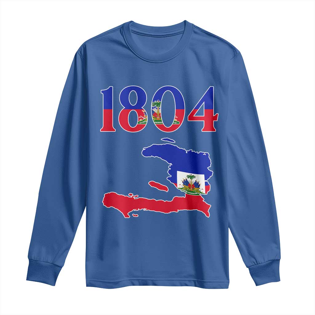 1804 Haiti Map and Flag Long Sleeve Shirt Haitian Heritage Pride Graphic
