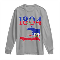 1804 Haiti Map and Flag Long Sleeve Shirt Haitian Heritage Pride Graphic
