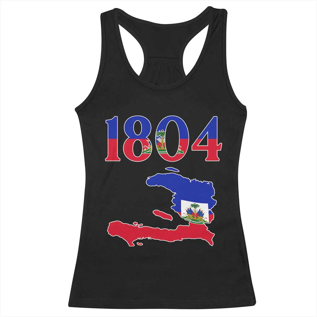 1804 Haiti Map and Flag Racerback Tank Top Haitian Heritage Pride Graphic
