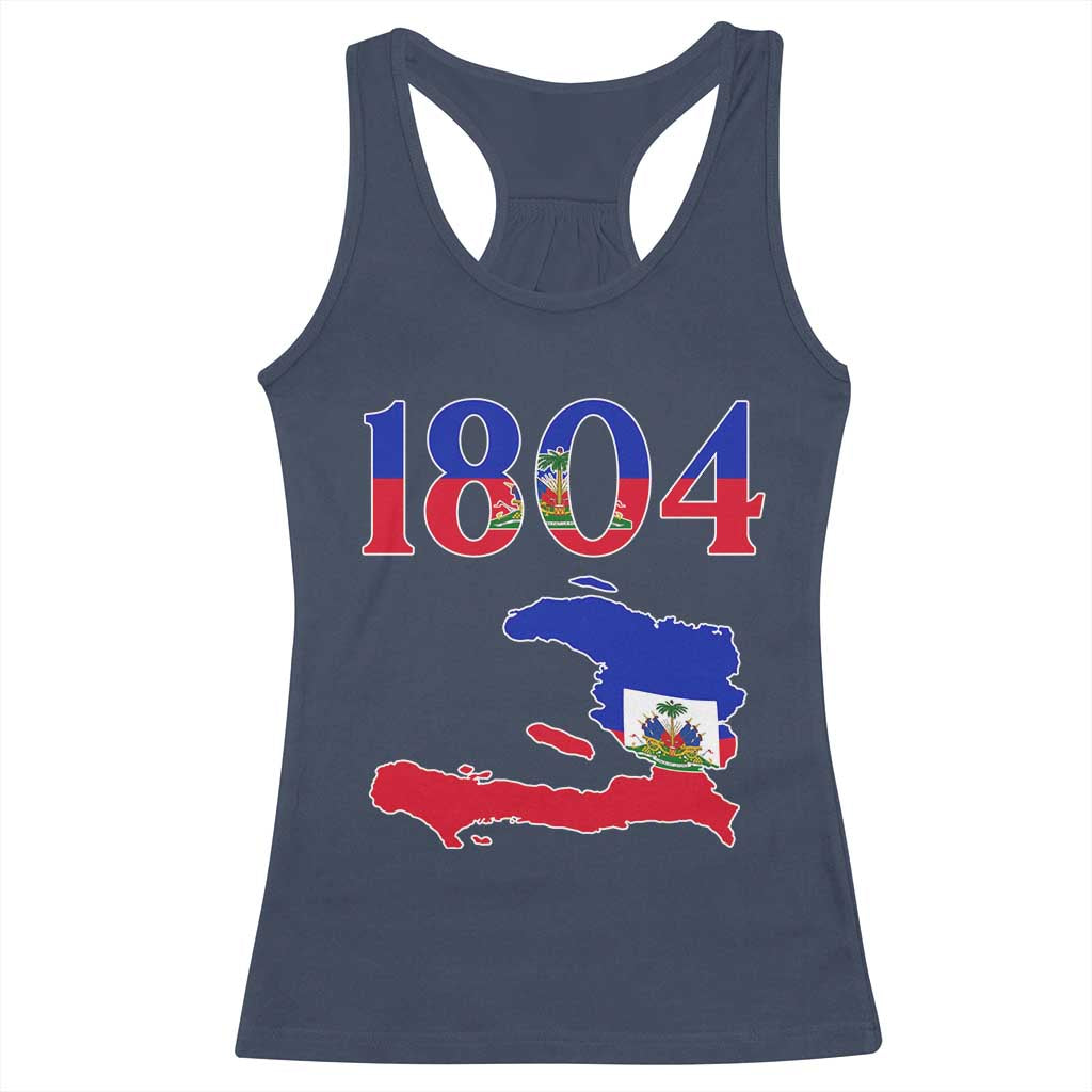 1804 Haiti Map and Flag Racerback Tank Top Haitian Heritage Pride Graphic