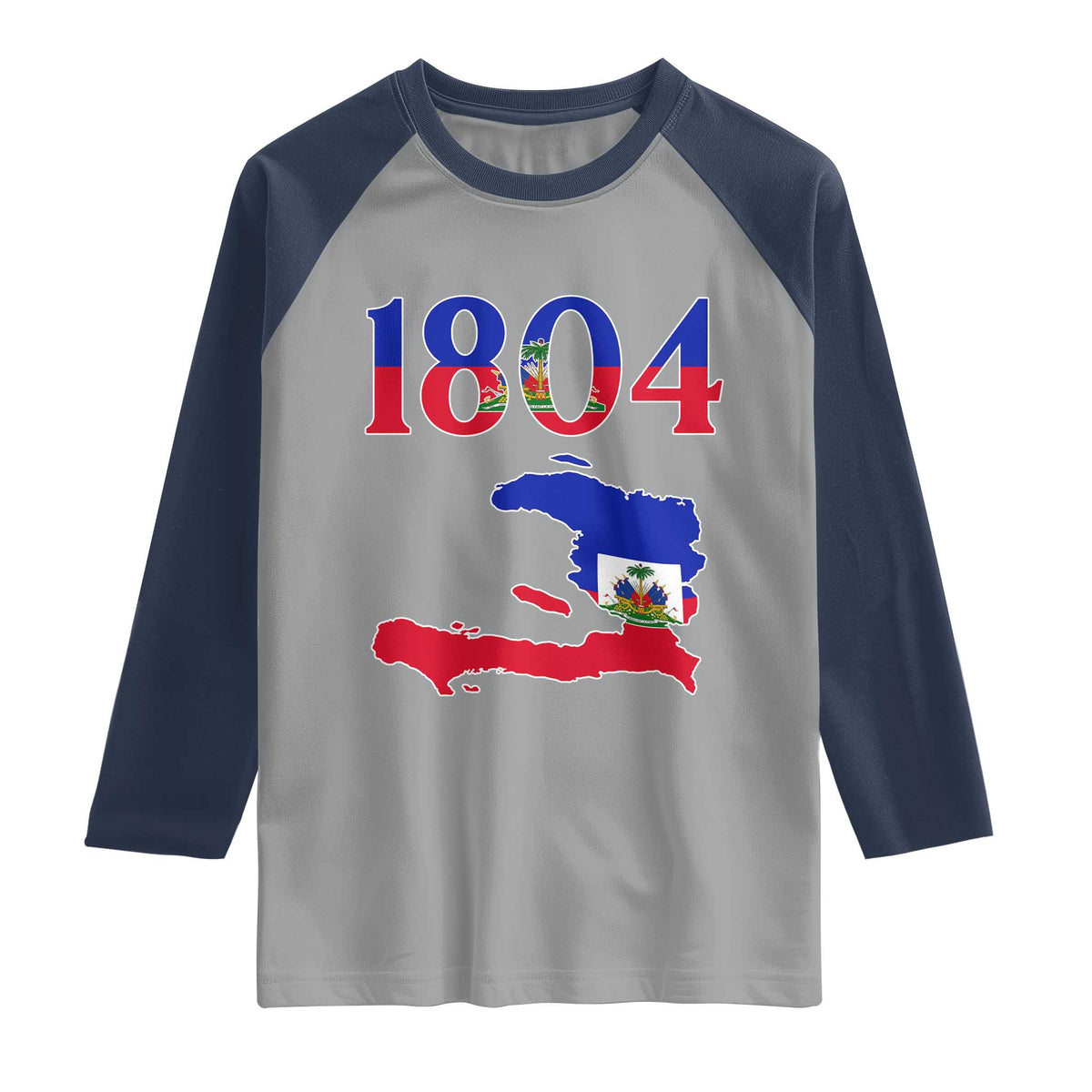 1804 Haiti Map and Flag Raglan Shirt Haitian Heritage Pride Graphic