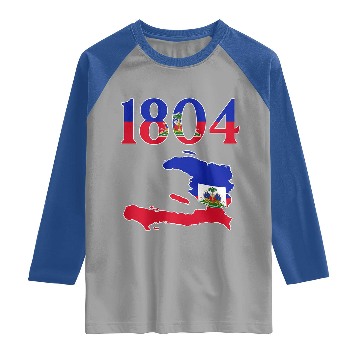1804 Haiti Map and Flag Raglan Shirt Haitian Heritage Pride Graphic