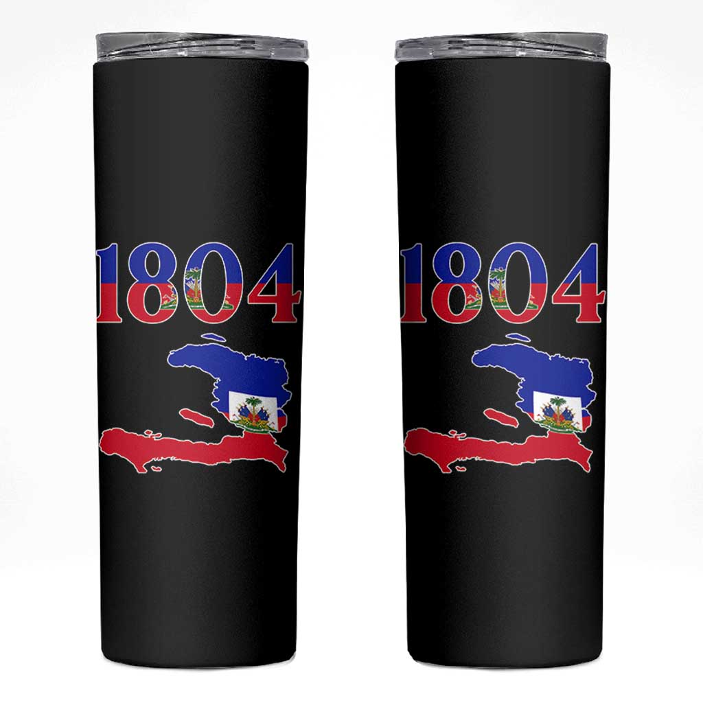 1804 Haiti Map and Flag Skinny Tumbler Haitian Heritage Pride Graphic