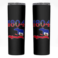 1804 Haiti Map and Flag Skinny Tumbler Haitian Heritage Pride Graphic