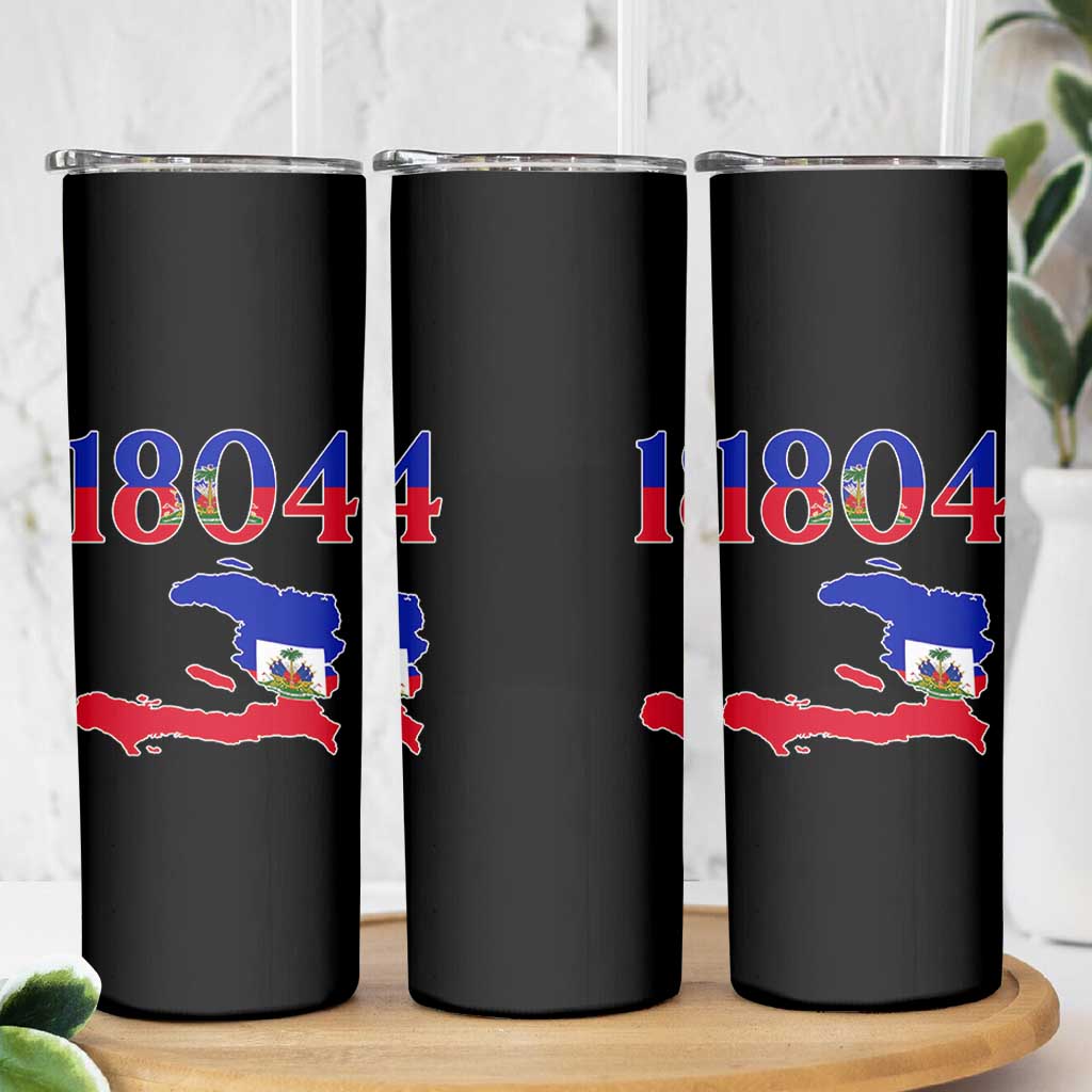 1804 Haiti Map and Flag Skinny Tumbler Haitian Heritage Pride Graphic