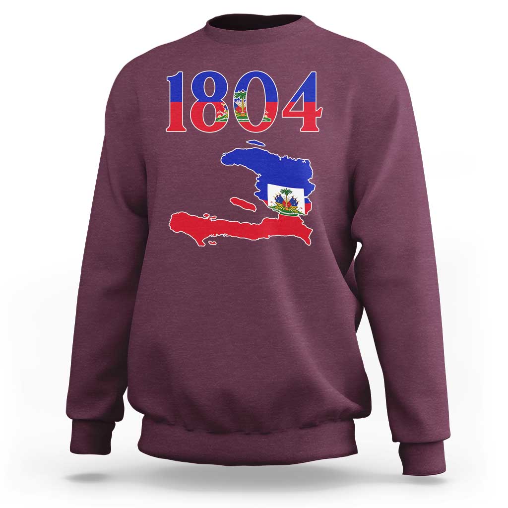 1804 Haiti Map and Flag Sweatshirt Haitian Heritage Pride Graphic