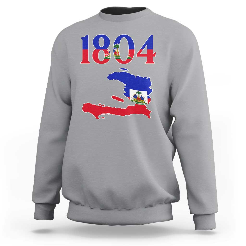1804 Haiti Map and Flag Sweatshirt Haitian Heritage Pride Graphic