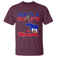1804 Haiti Map and Flag T Shirt Haitian Heritage Pride Graphic