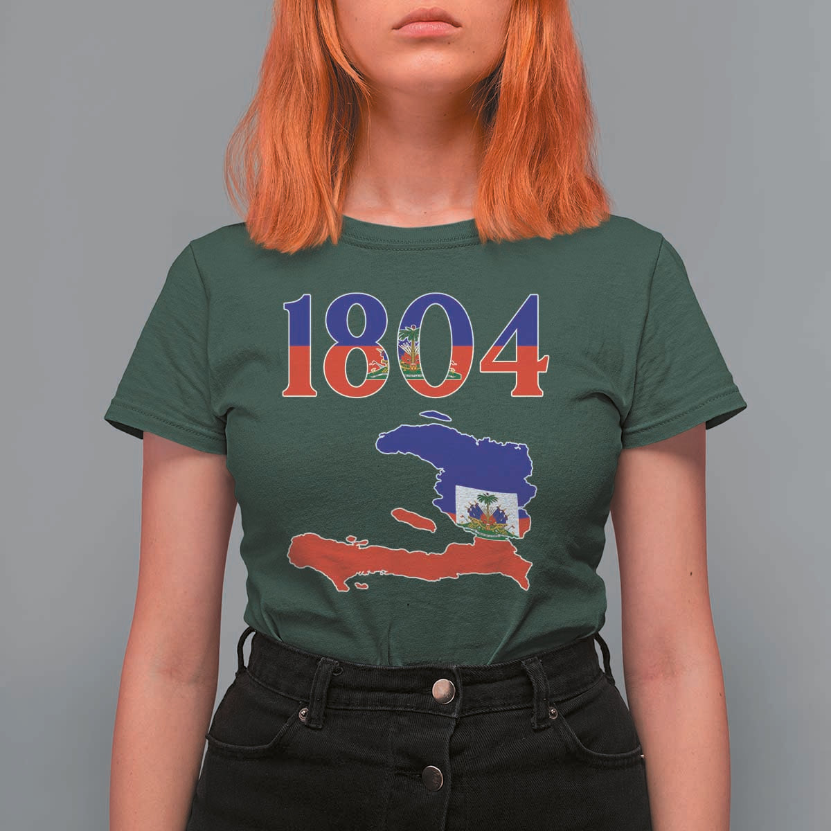 1804 Haiti Map and Flag T Shirt For Women Haitian Heritage Pride Graphic