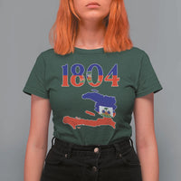 1804 Haiti Map and Flag T Shirt For Women Haitian Heritage Pride Graphic