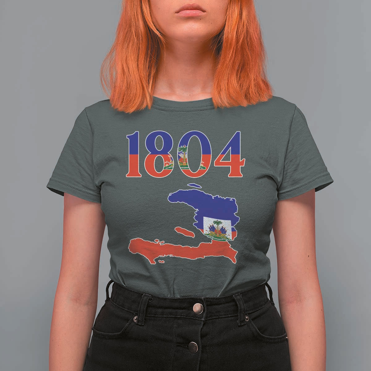 1804 Haiti Map and Flag T Shirt For Women Haitian Heritage Pride Graphic