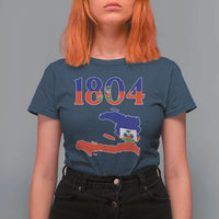 1804 Haiti Map and Flag T Shirt For Women Haitian Heritage Pride Graphic