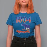 1804 Haiti Map and Flag T Shirt For Women Haitian Heritage Pride Graphic