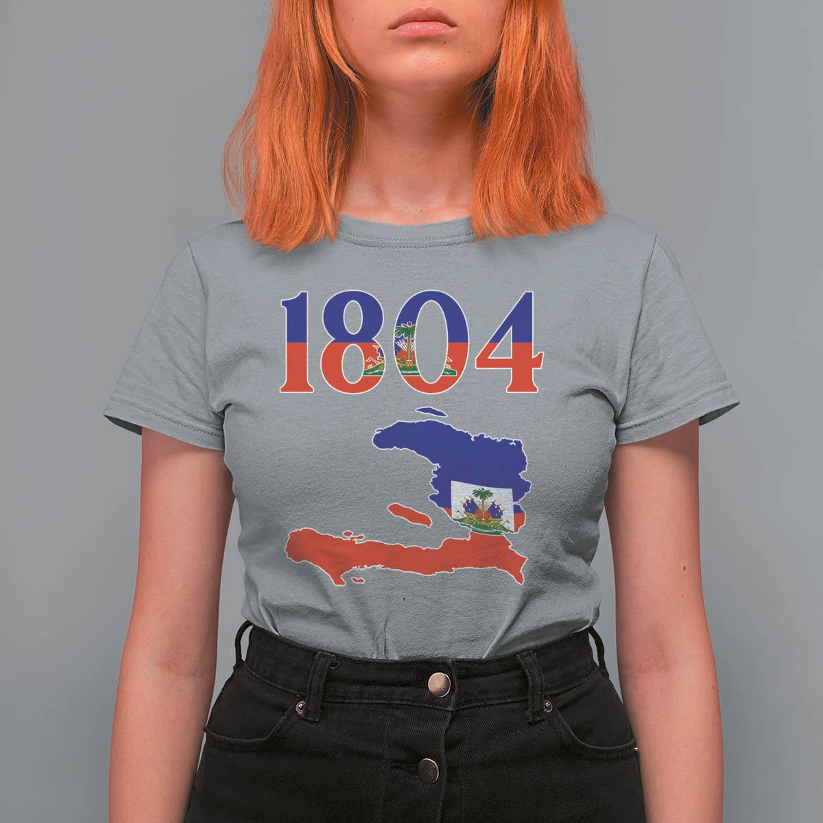 1804 Haiti Map and Flag T Shirt For Women Haitian Heritage Pride Graphic