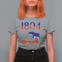 1804 Haiti Map and Flag T Shirt For Women Haitian Heritage Pride Graphic