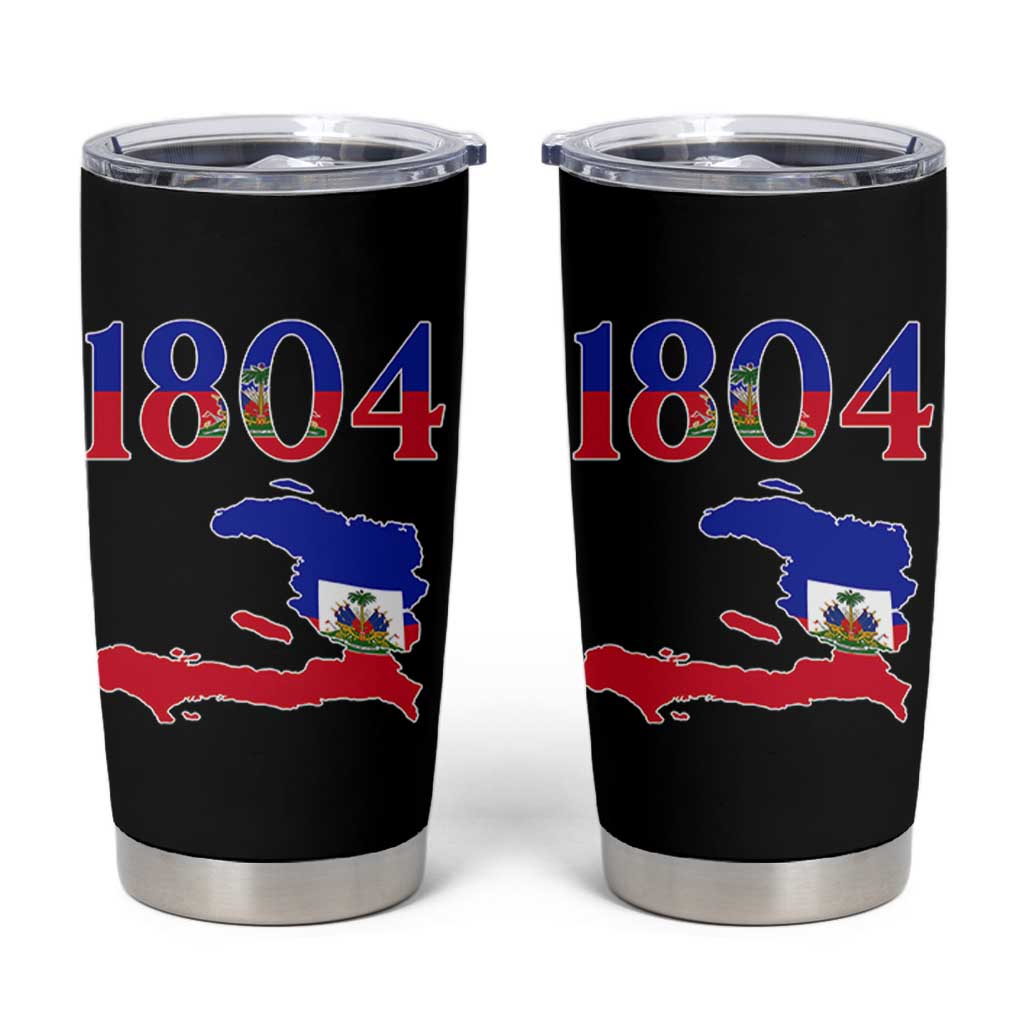1804 Haiti Map and Flag Tumbler Cup Haitian Heritage Pride Graphic