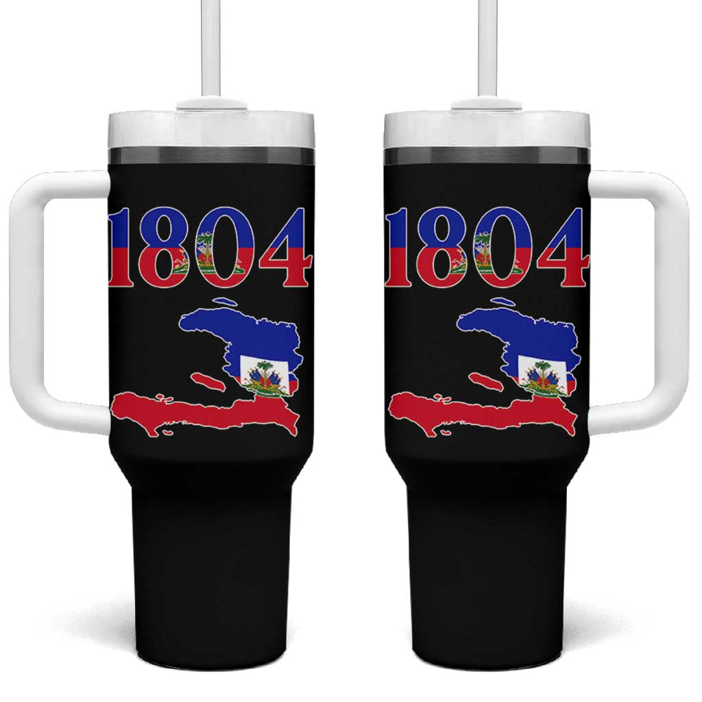 1804 Haiti Map and Flag Tumbler With Handle Haitian Heritage Pride Graphic