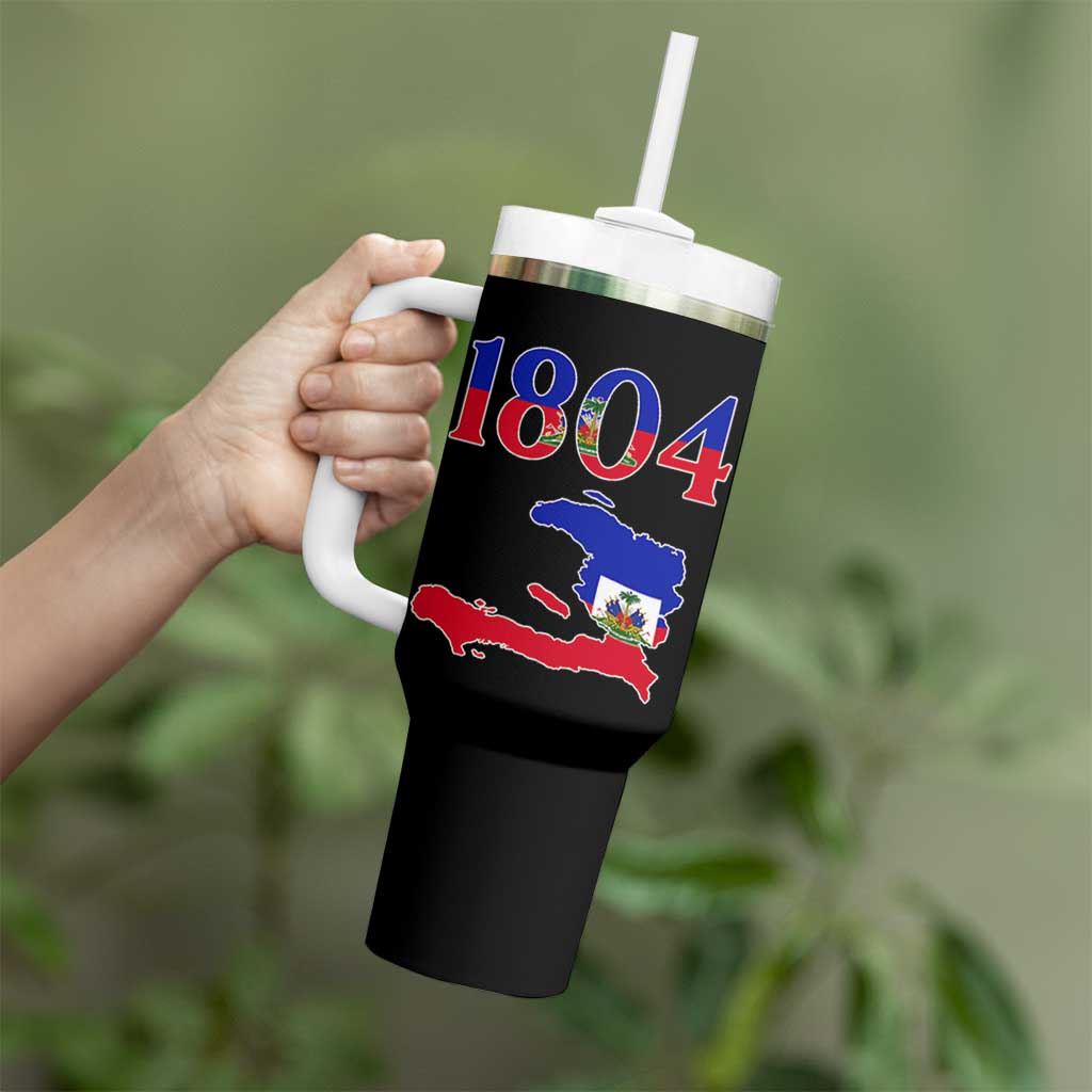 1804 Haiti Map and Flag Tumbler With Handle Haitian Heritage Pride Graphic
