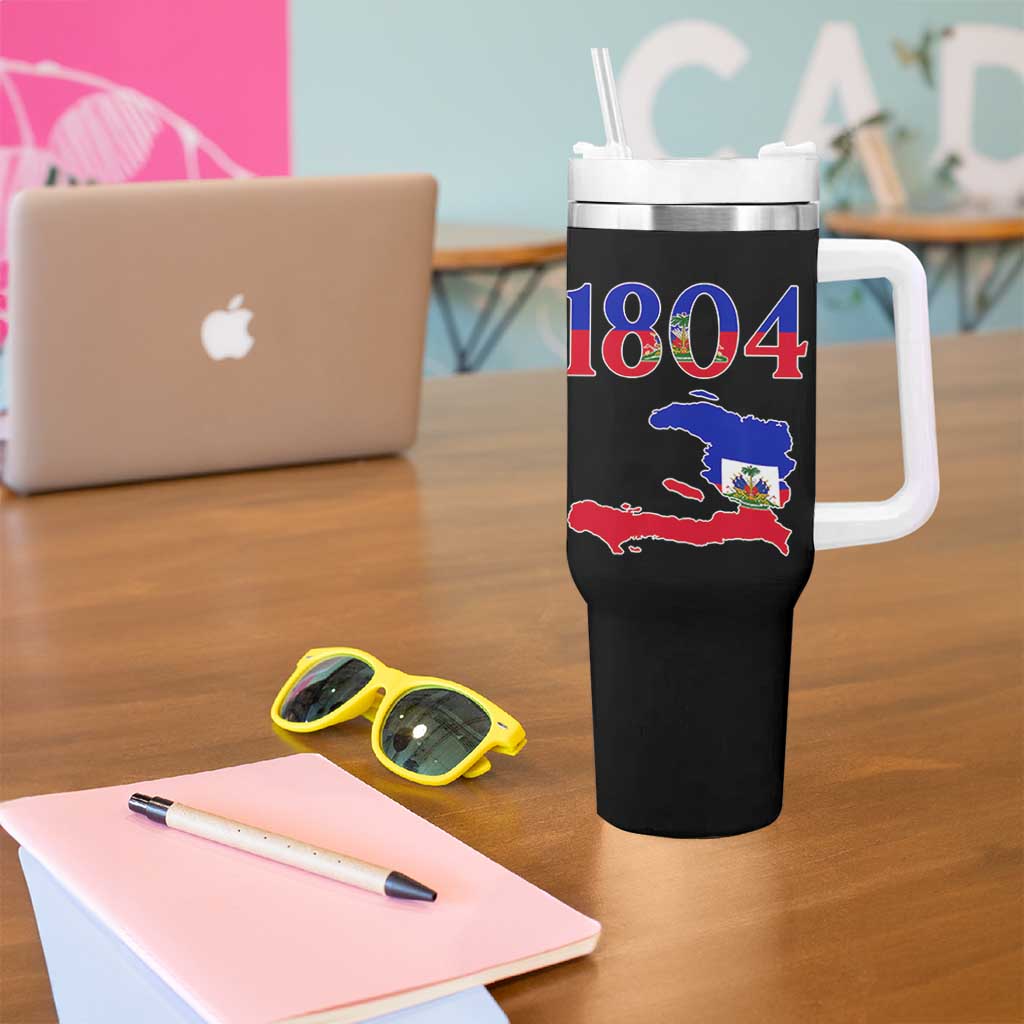 1804 Haiti Map and Flag Tumbler With Handle Haitian Heritage Pride Graphic