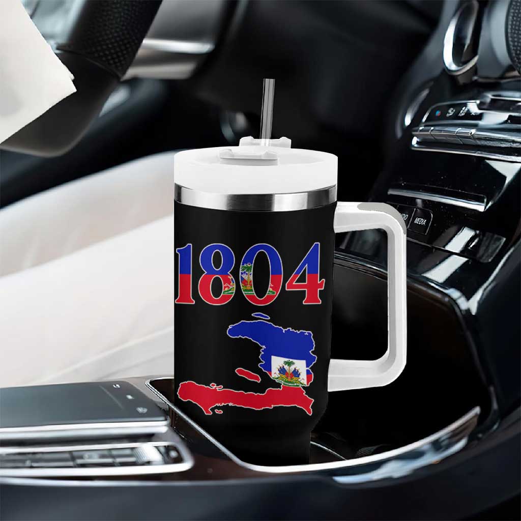 1804 Haiti Map and Flag Tumbler With Handle Haitian Heritage Pride Graphic