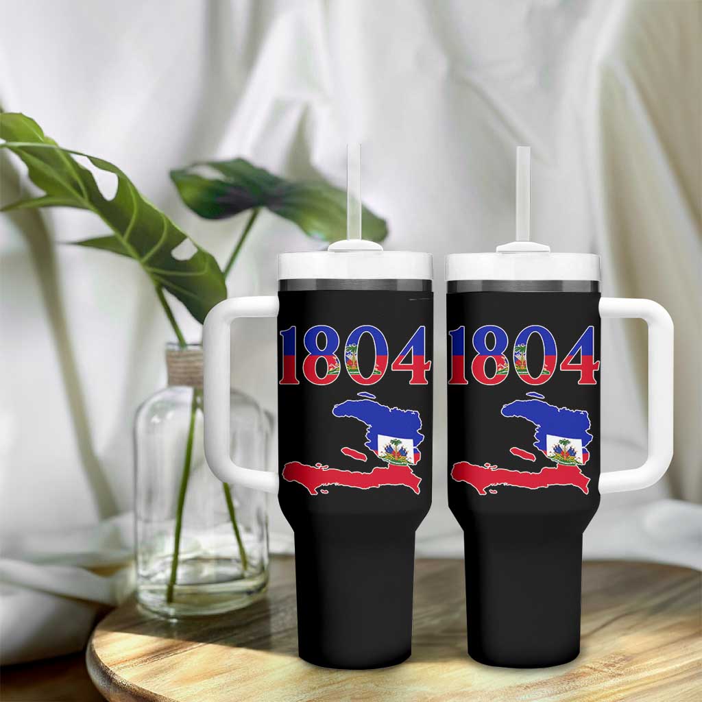 1804 Haiti Map and Flag Tumbler With Handle Haitian Heritage Pride Graphic